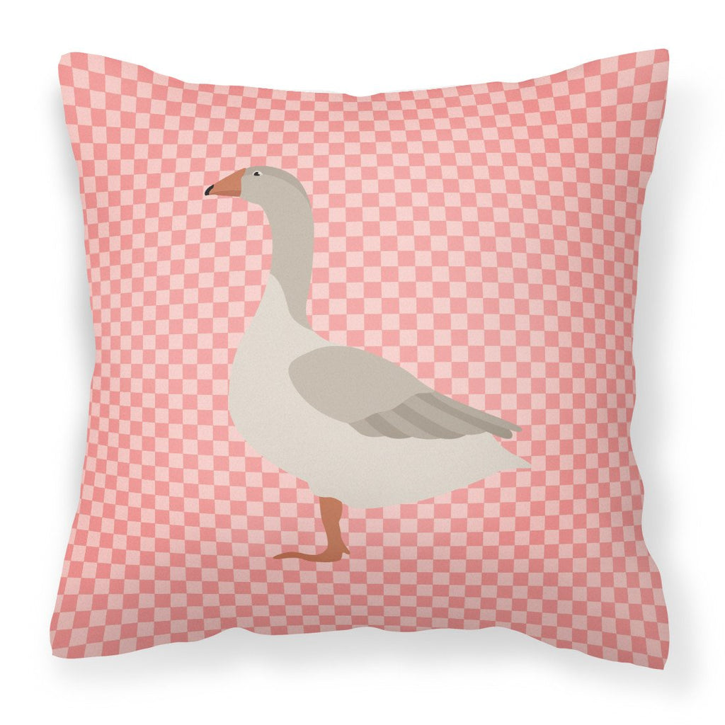 Steinbacher Goose Pink Check Decorative Throw Pillow 18x18 Indoor Outdoor Accent Cushion, Fabric Cover with Insert for Sofa, Bed, Porch & Living Room
