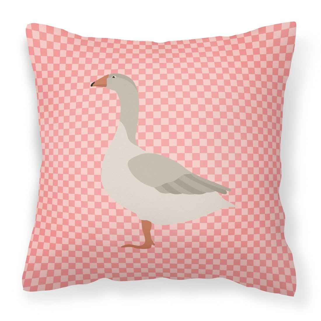 Steinbacher Goose Pink Check Decorative Throw Pillow 18x18 Indoor Outdoor Accent Cushion, Fabric Cover with Insert for Sofa, Bed, Porch & Living Room