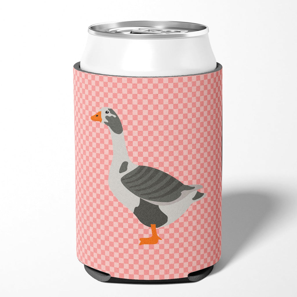 West of England Goose Pink Check Can or Bottle Hugger Cooler Sleeve for Standard 12 oz Cans, Insulated Foam Beer & Soda Can Hugger Reusable