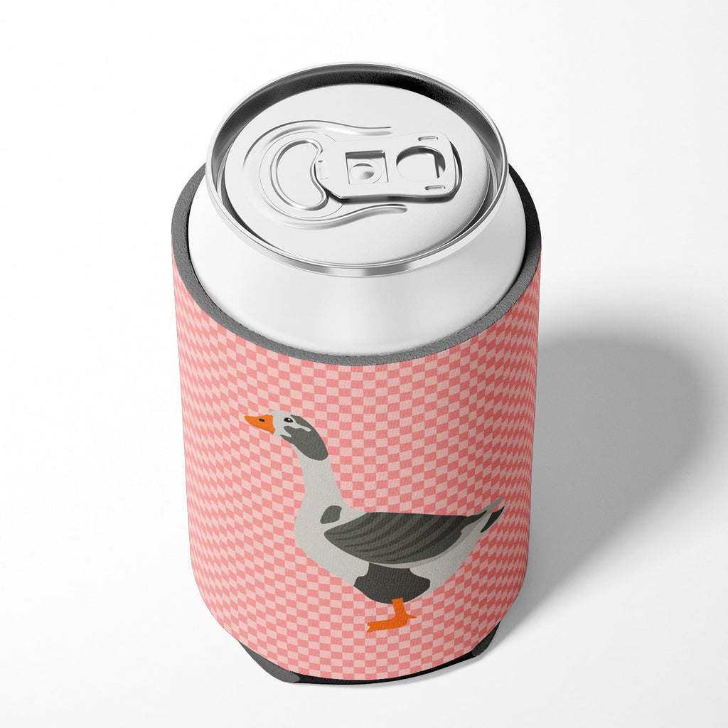 West of England Goose Pink Check Can or Bottle Hugger Cooler Sleeve for Standard 12 oz Cans, Insulated Foam Beer & Soda Can Hugger Reusable
