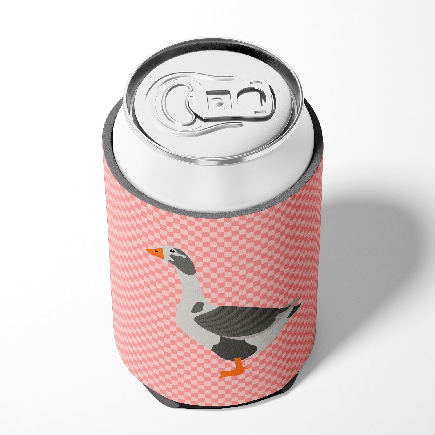 West of England Goose Pink Check Can or Bottle Hugger Cooler Sleeve for Standard 12 oz Cans, Insulated Foam Beer & Soda Can Hugger Reusable