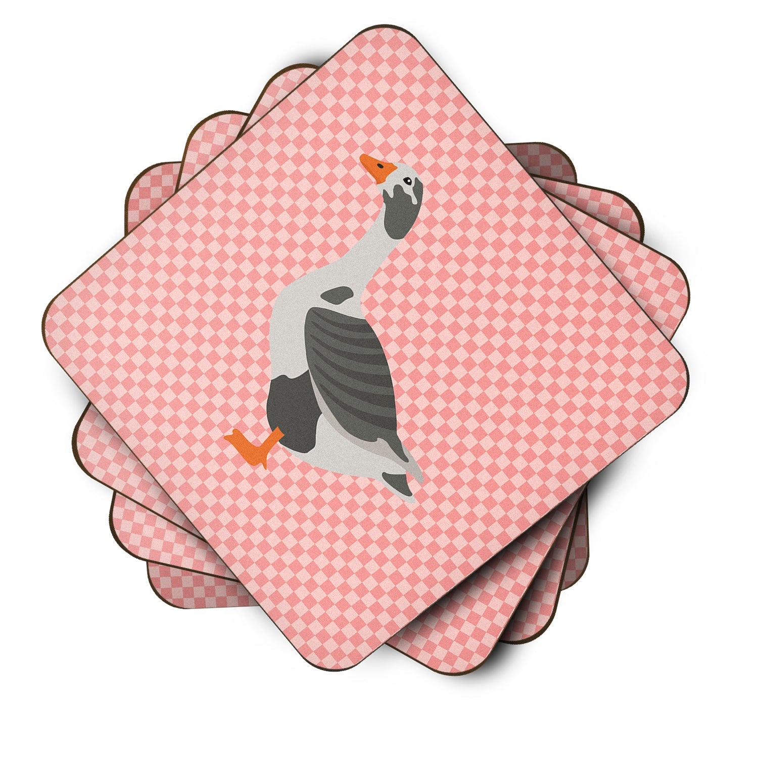 West of England Goose Pink Check Foam Coasters Set of 4 Cup Coasters for Indoor Outdoor, Tabletop Protection, Anti Slip, Mouse pad Material