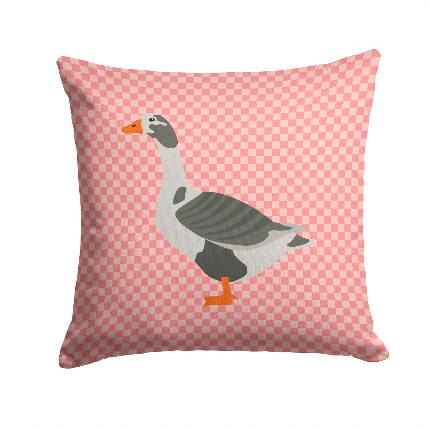 West of England Goose Pink Check Decorative Throw Pillow 14x14 Indoor Outdoor Accent Cushion, Fabric Cover with Insert for Sofa, Bed, Porch & Living Room