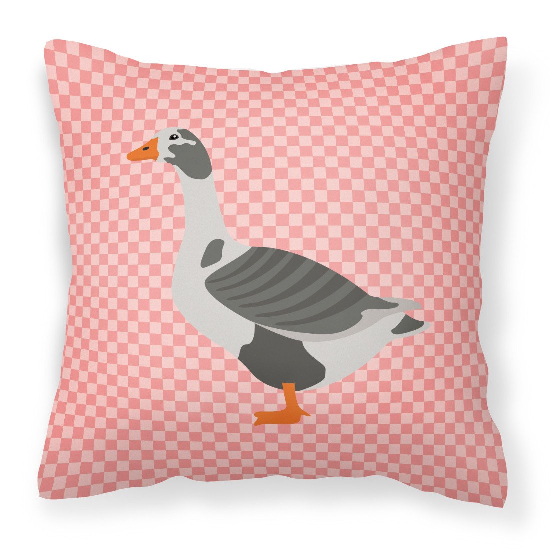 West of England Goose Pink Check Decorative Throw Pillow 18x18 Indoor Outdoor Accent Cushion, Fabric Cover with Insert for Sofa, Bed, Porch & Living Room