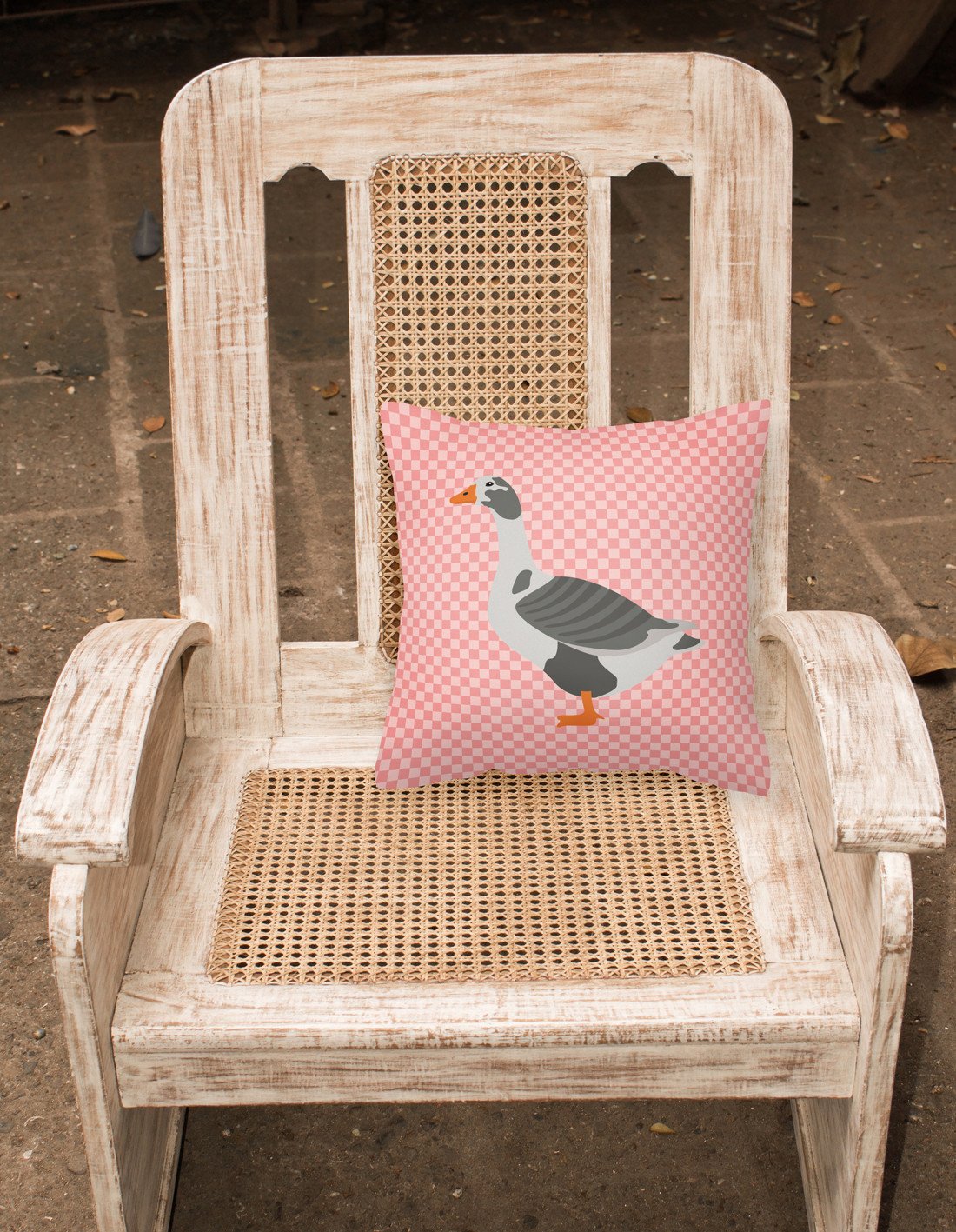 West of England Goose Pink Check Decorative Throw Pillow 18x18 Indoor Outdoor Accent Cushion, Fabric Cover with Insert for Sofa, Bed, Porch & Living Room