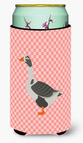 West of England Goose Pink Check Tall Boy Hugger Can Cooler Sleeve Machine Washable Drink Collapsible Insulator Beverage Insulated Holder