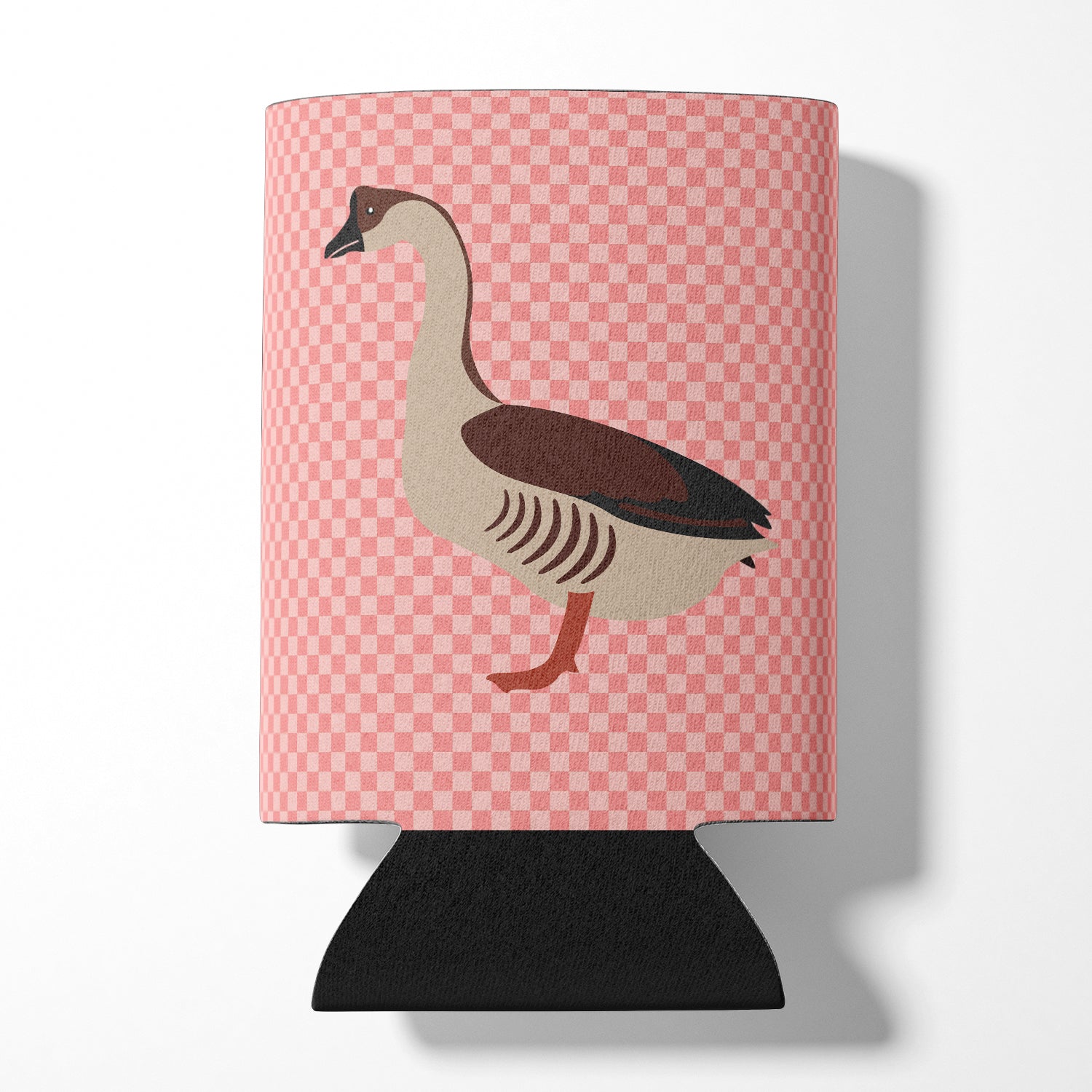 Chinese Goose Pink Check Can or Bottle Hugger Cooler Sleeve for Standard 12 oz Cans, Insulated Foam Beer & Soda Can Hugger Reusable