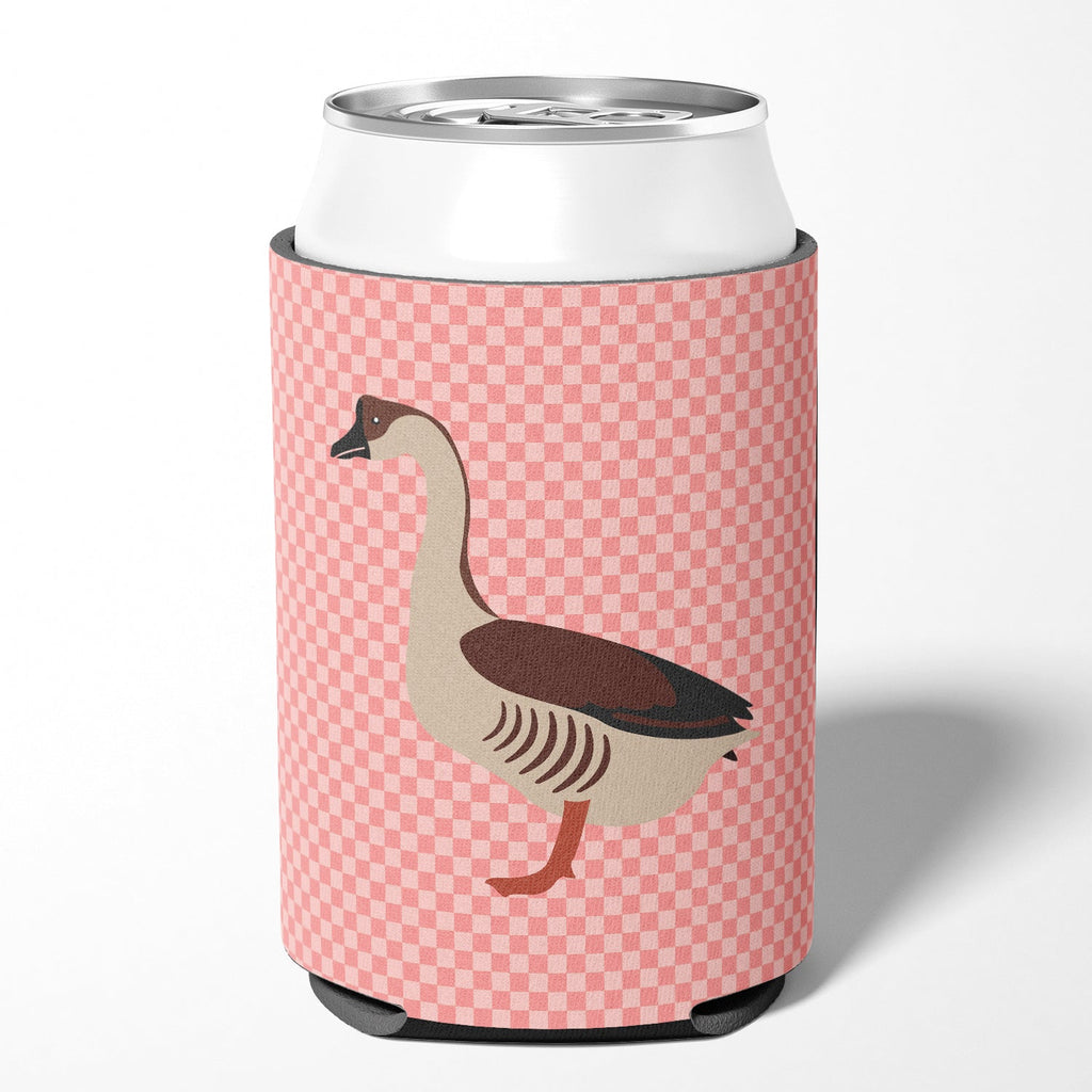 Chinese Goose Pink Check Can or Bottle Hugger Cooler Sleeve for Standard 12 oz Cans, Insulated Foam Beer & Soda Can Hugger Reusable