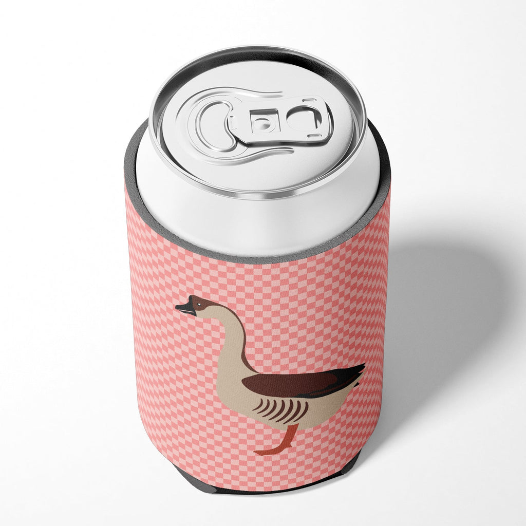 Chinese Goose Pink Check Can or Bottle Hugger Cooler Sleeve for Standard 12 oz Cans, Insulated Foam Beer & Soda Can Hugger Reusable
