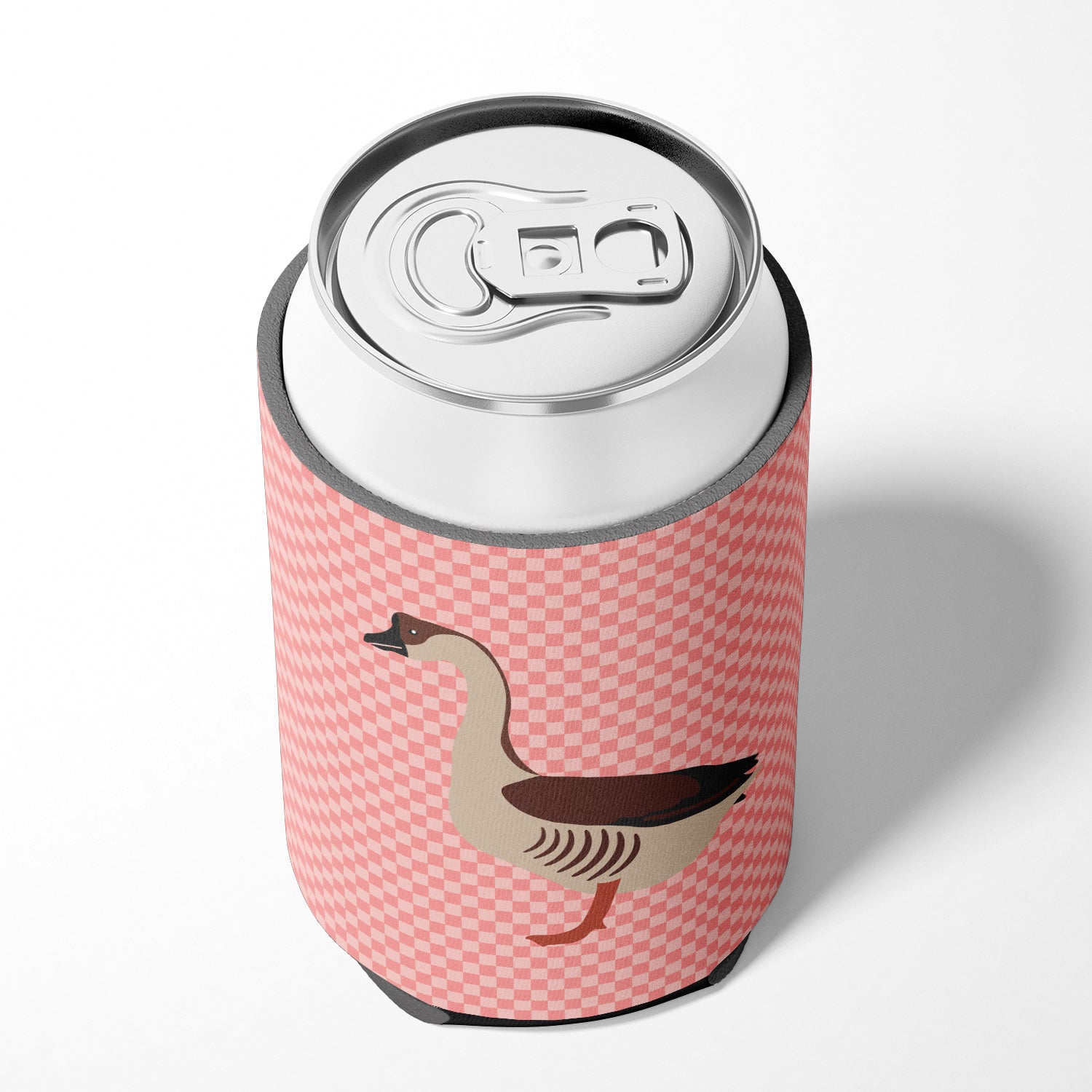 Chinese Goose Pink Check Can or Bottle Hugger Cooler Sleeve for Standard 12 oz Cans, Insulated Foam Beer & Soda Can Hugger Reusable