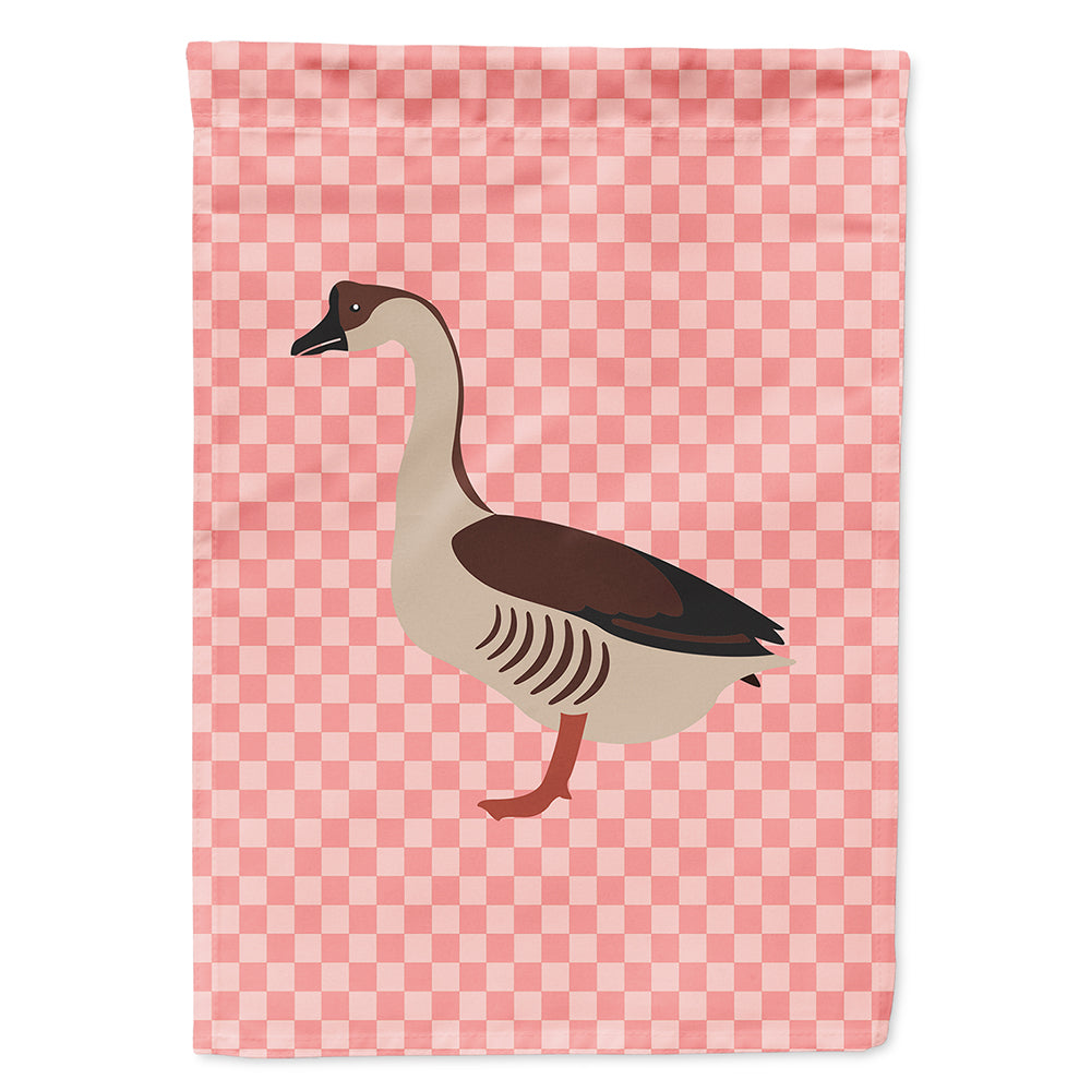 Chinese Goose Pink Check House Flag 28x40 Porch Sleeve Pole Decorative Outside Yard Banner Artwork Wall Hanging, Polyester