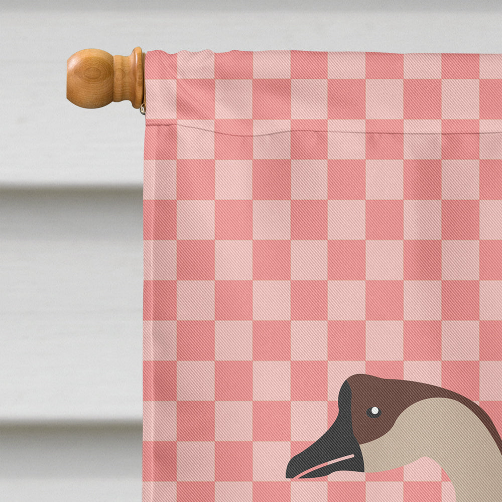 Chinese Goose Pink Check House Flag 28x40 Porch Sleeve Pole Decorative Outside Yard Banner Artwork Wall Hanging, Polyester
