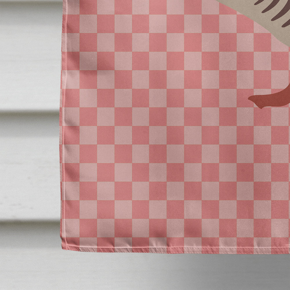 Chinese Goose Pink Check House Flag 28x40 Porch Sleeve Pole Decorative Outside Yard Banner Artwork Wall Hanging, Polyester
