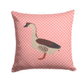 Chinese Goose Pink Check Decorative Throw Pillow 14x14 Indoor Outdoor Accent Cushion, Fabric Cover with Insert for Sofa, Bed, Porch & Living Room