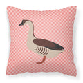 Chinese Goose Pink Check Decorative Throw Pillow 18x18 Indoor Outdoor Accent Cushion, Fabric Cover with Insert for Sofa, Bed, Porch & Living Room