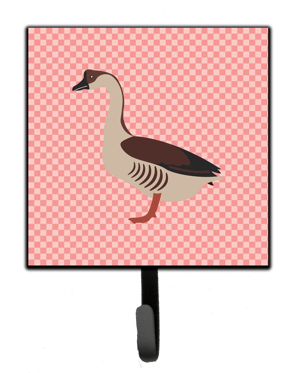 Chinese Goose Pink Check Leash or Key Holder Wall Hooks, Key Hooks Holder, Coat Rack Wall Mount, Coat Hooks, Hooks for Hanging Keys, Towels, Aprons, Leashes