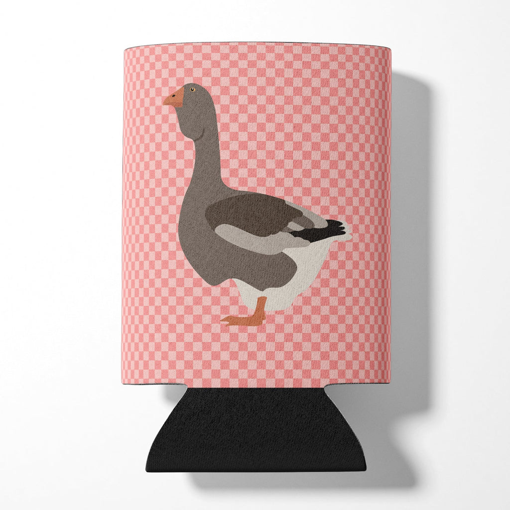 Toulouse Goose Pink Check Can or Bottle Hugger Cooler Sleeve for Standard 12 oz Cans, Insulated Foam Beer & Soda Can Hugger Reusable