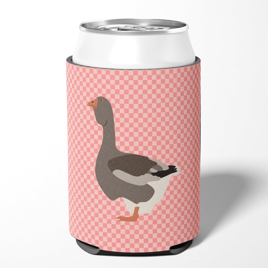 Toulouse Goose Pink Check Can or Bottle Hugger Cooler Sleeve for Standard 12 oz Cans, Insulated Foam Beer & Soda Can Hugger Reusable