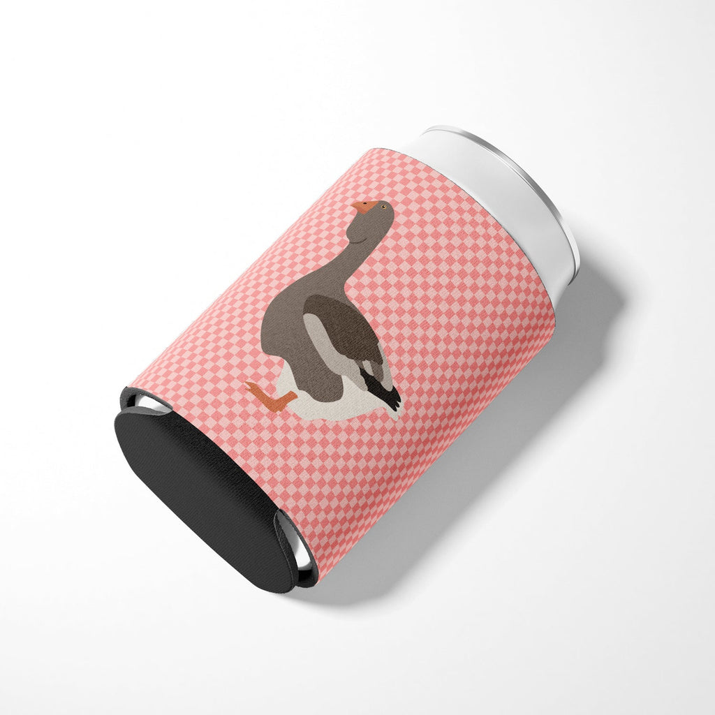 Toulouse Goose Pink Check Can or Bottle Hugger Cooler Sleeve for Standard 12 oz Cans, Insulated Foam Beer & Soda Can Hugger Reusable