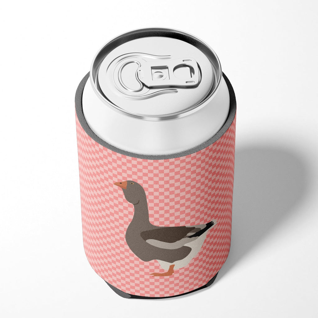 Toulouse Goose Pink Check Can or Bottle Hugger Cooler Sleeve for Standard 12 oz Cans, Insulated Foam Beer & Soda Can Hugger Reusable