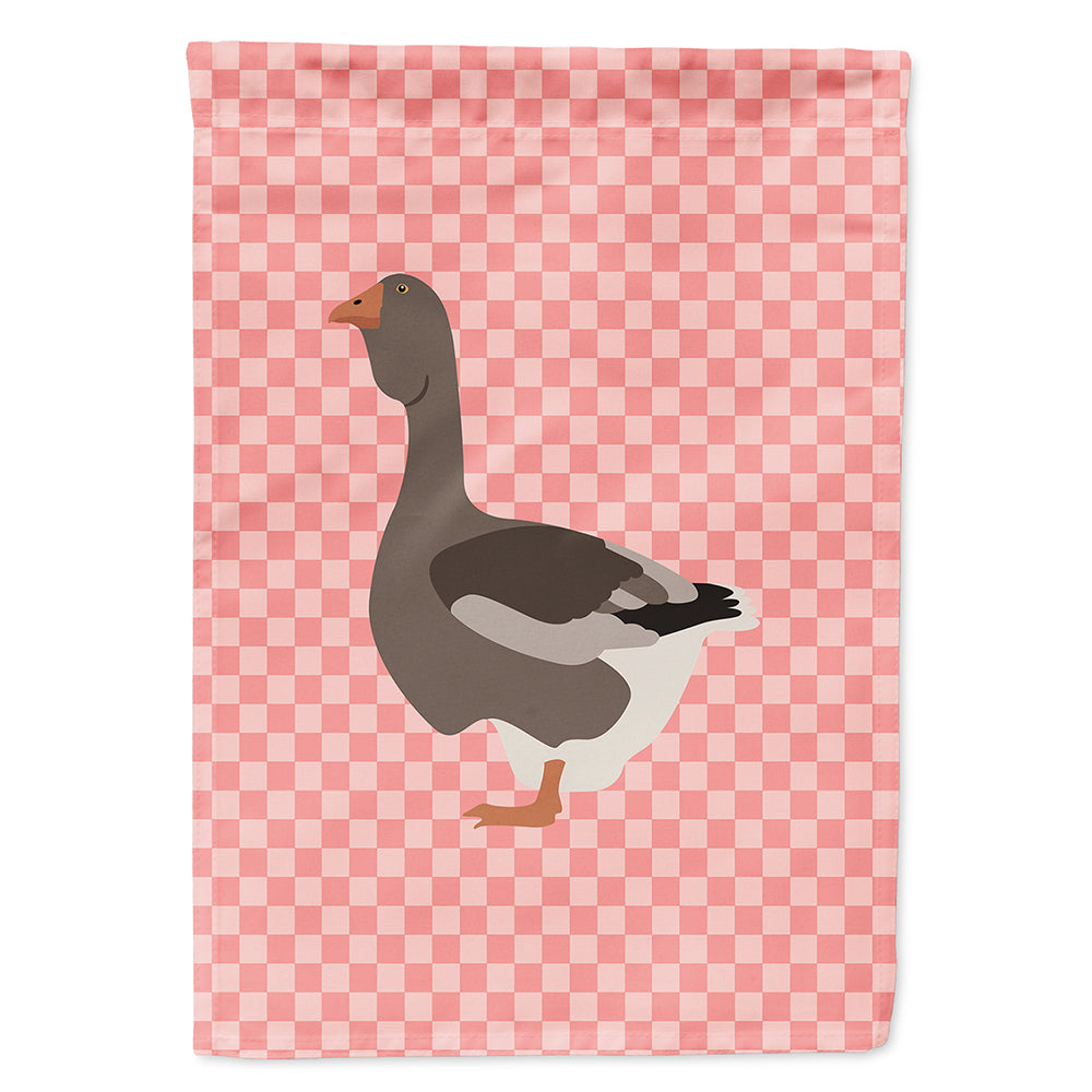 Toulouse Goose Pink Check House Flag 28x40 Porch Sleeve Pole Decorative Outside Yard Banner Artwork Wall Hanging, Polyester