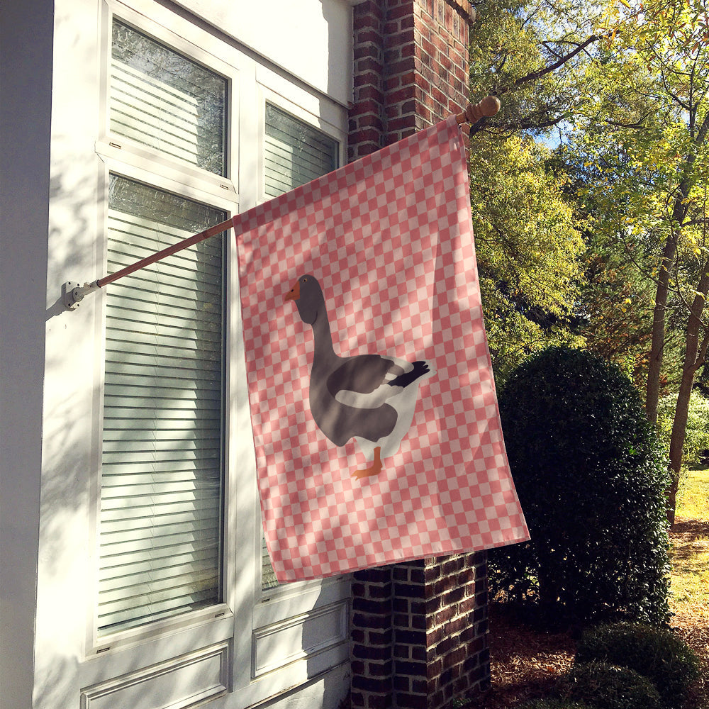 Toulouse Goose Pink Check House Flag 28x40 Porch Sleeve Pole Decorative Outside Yard Banner Artwork Wall Hanging, Polyester