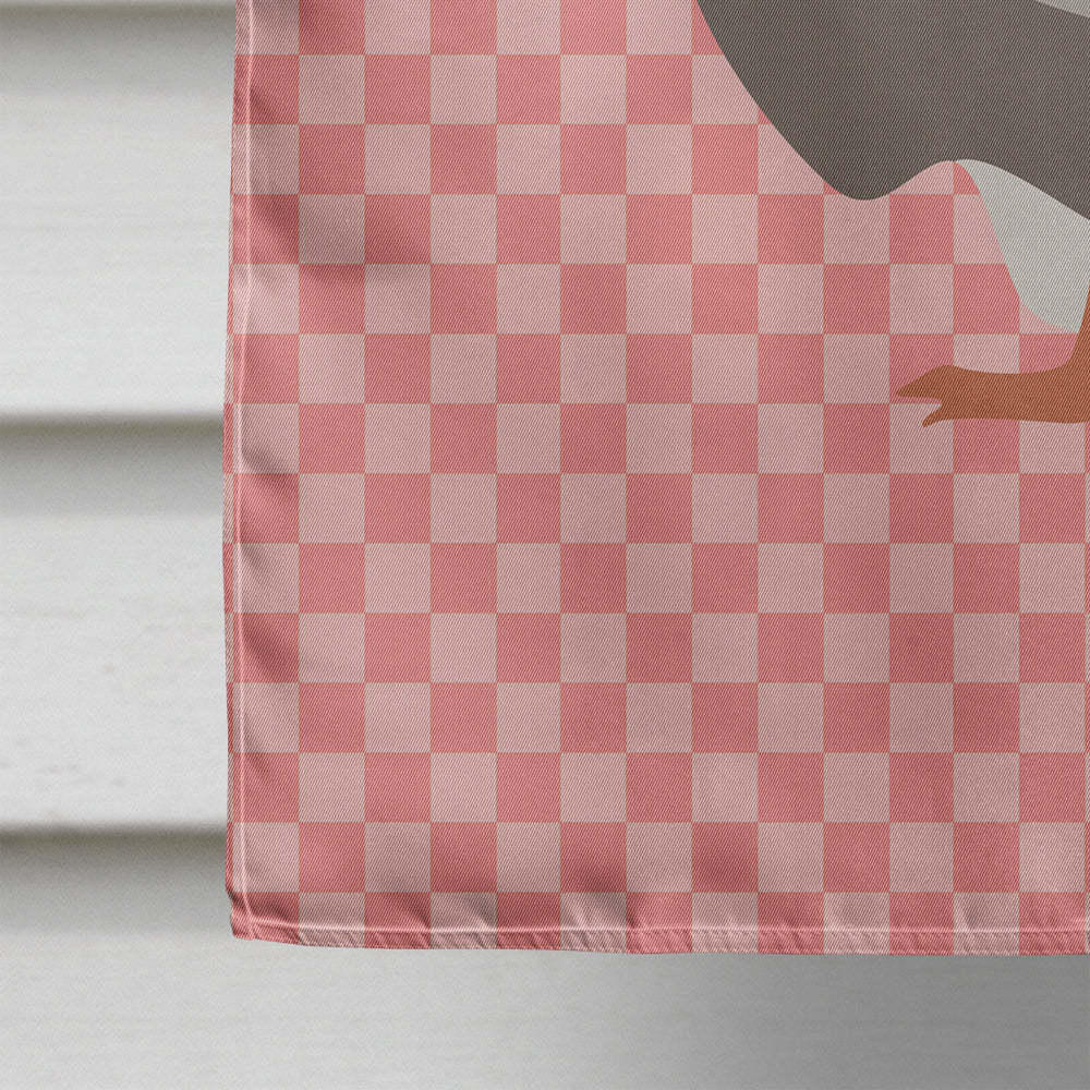 Toulouse Goose Pink Check House Flag 28x40 Porch Sleeve Pole Decorative Outside Yard Banner Artwork Wall Hanging, Polyester