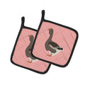 Toulouse Goose Pink Check Pot Holder Set of 2 Heat Resistant Quilted Hot Pads 7.5 x 7.5 Inch, Insulated Kitchen Trivets for Cooking & Baking