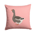 Toulouse Goose Pink Check Decorative Throw Pillow 14x14 Indoor Outdoor Accent Cushion, Fabric Cover with Insert for Sofa, Bed, Porch & Living Room
