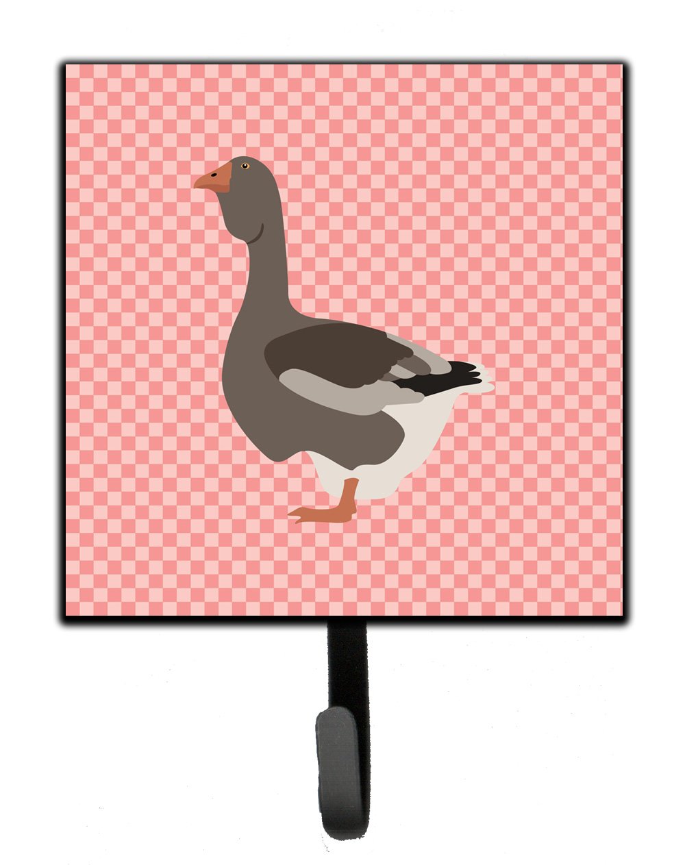 Toulouse Goose Pink Check Leash or Key Holder Wall Hooks, Key Hooks Holder, Coat Rack Wall Mount, Coat Hooks, Hooks for Hanging Keys, Towels, Aprons, Leashes