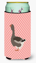 Toulouse Goose Pink Check Tall Boy Hugger Can Cooler Sleeve Machine Washable Drink Collapsible Insulator Beverage Insulated Holder