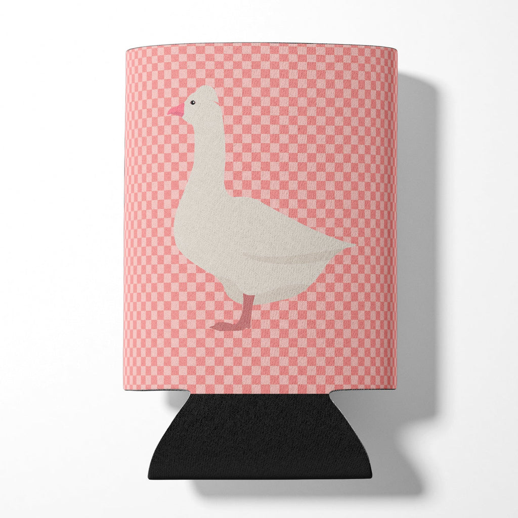 Roman Goose Pink Check Can or Bottle Hugger Cooler Sleeve for Standard 12 oz Cans, Insulated Foam Beer & Soda Can Hugger Reusable