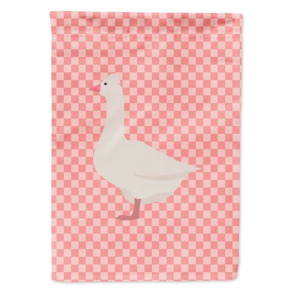 Roman Goose Pink Check House Flag 28x40 Porch Sleeve Pole Decorative Outside Yard Banner Artwork Wall Hanging, Polyester