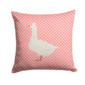 Roman Goose Pink Check Decorative Throw Pillow 14x14 Indoor Outdoor Accent Cushion, Fabric Cover with Insert for Sofa, Bed, Porch & Living Room