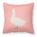 Roman Goose Pink Check Decorative Throw Pillow 18x18 Indoor Outdoor Accent Cushion, Fabric Cover with Insert for Sofa, Bed, Porch & Living Room