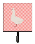 Roman Goose Pink Check Leash or Key Holder Wall Hooks, Key Hooks Holder, Coat Rack Wall Mount, Coat Hooks, Hooks for Hanging Keys, Towels, Aprons, Leashes
