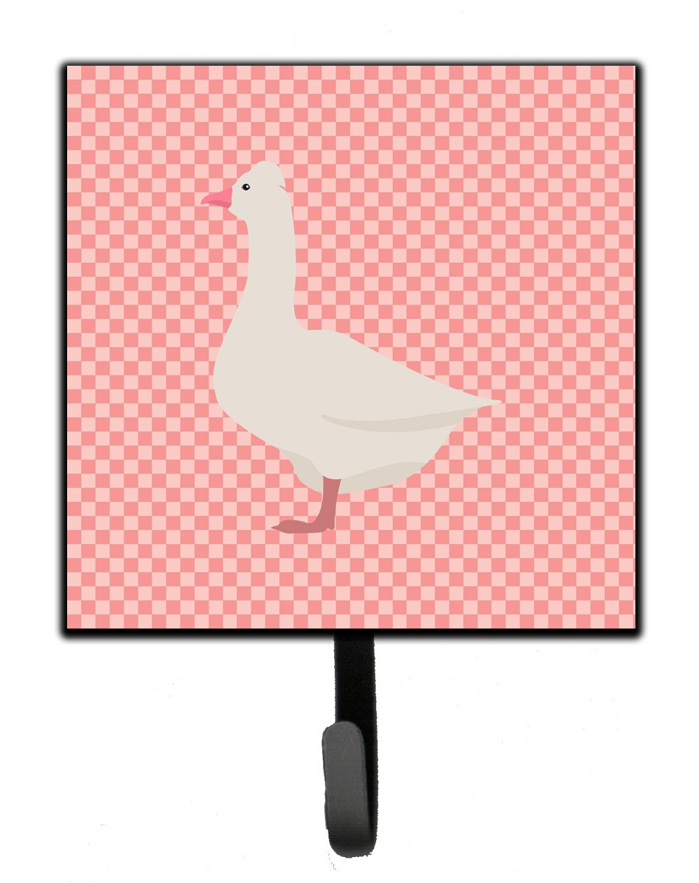 Roman Goose Pink Check Leash or Key Holder Wall Hooks, Key Hooks Holder, Coat Rack Wall Mount, Coat Hooks, Hooks for Hanging Keys, Towels, Aprons, Leashes