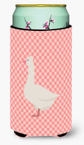 Roman Goose Pink Check Tall Boy Hugger Can Cooler Sleeve Machine Washable Drink Collapsible Insulator Beverage Insulated Holder