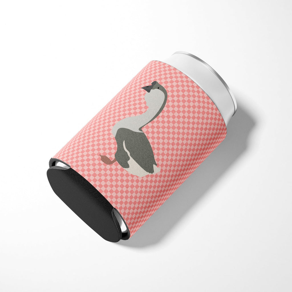 African Goose Pink Check Can or Bottle Hugger Cooler Sleeve for Standard 12 oz Cans, Insulated Foam Beer & Soda Can Hugger Reusable