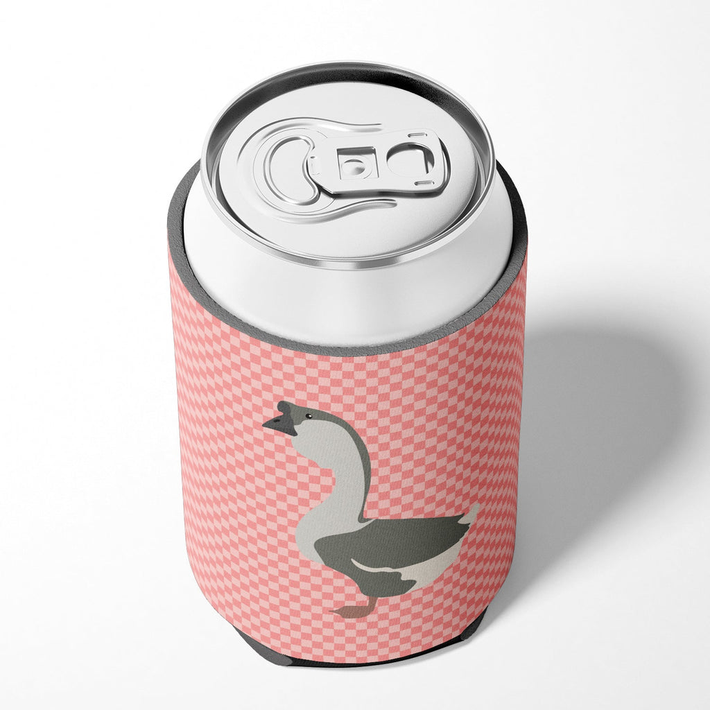 African Goose Pink Check Can or Bottle Hugger Cooler Sleeve for Standard 12 oz Cans, Insulated Foam Beer & Soda Can Hugger Reusable
