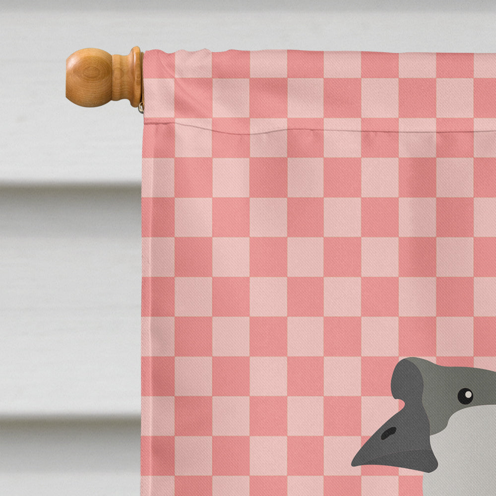 African Goose Pink Check House Flag 28x40 Porch Sleeve Pole Decorative Outside Yard Banner Artwork Wall Hanging, Polyester