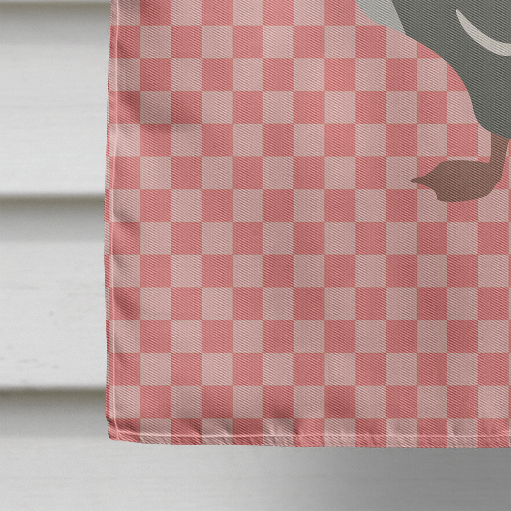 African Goose Pink Check House Flag 28x40 Porch Sleeve Pole Decorative Outside Yard Banner Artwork Wall Hanging, Polyester