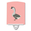 African Goose Pink Check Ceramic Night Light Compact, UL-Certified, Ideal for Bedroom, Bathroom, Nursery, Hallway, Kitchen, 6x4x3, Multicolor
