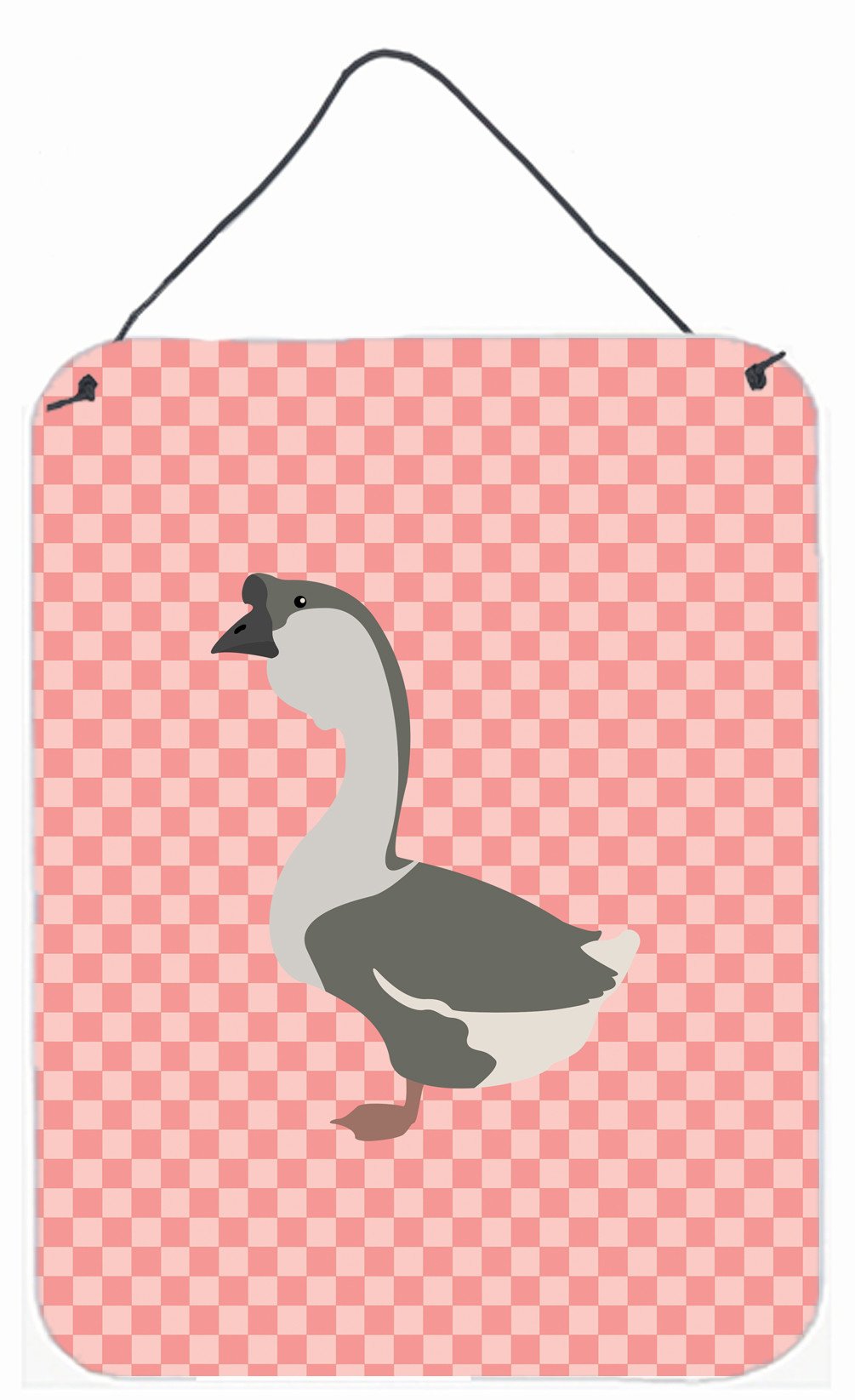 African Goose Pink Check Wall or Door Hanging Prints Aluminum Metal Sign Kitchen Wall Bar Bathroom Plaque Home Decor Front Door Plaque, 12x16, Multicolor