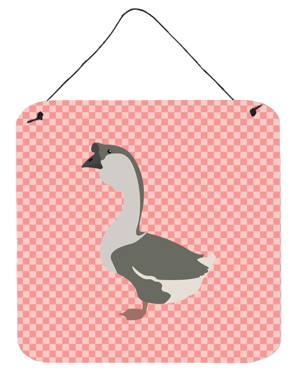African Goose Pink Check Wall or Door Hanging Prints Aluminum Metal Sign Kitchen Wall Bar Bathroom Plaque Home Decor, 6x6, Multicolor
