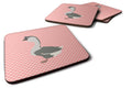 African Goose Pink Check Foam Coasters Set of 4 Cup Coasters for Indoor Outdoor, Tabletop Protection, Anti Slip, Mouse pad Material
