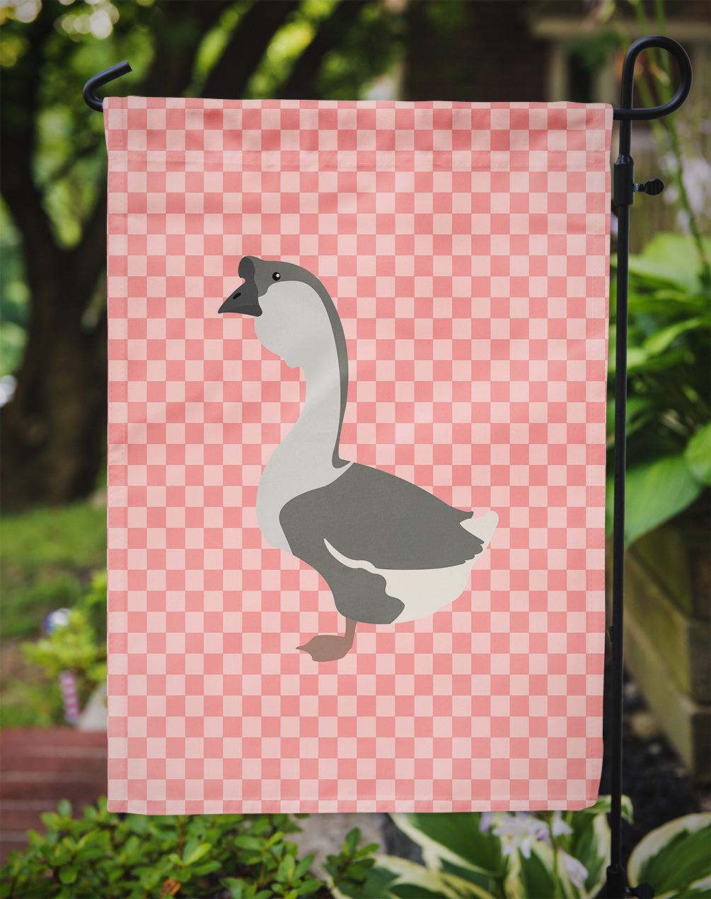 African Goose Pink Check Garden Flag Mailbox Decorative Yard Banner Outside Patio Artwork for Flower Beds, Garden Size, Multicolor