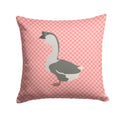 African Goose Pink Check Decorative Throw Pillow 14x14 Indoor Outdoor Accent Cushion, Fabric Cover with Insert for Sofa, Bed, Porch & Living Room
