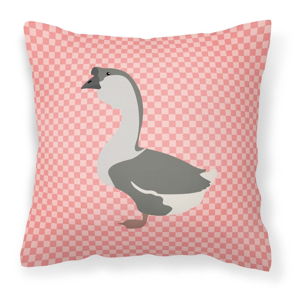 African Goose Pink Check Decorative Throw Pillow 18x18 Indoor Outdoor Accent Cushion, Fabric Cover with Insert for Sofa, Bed, Porch & Living Room