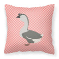 African Goose Pink Check Decorative Throw Pillow 18x18 Indoor Outdoor Accent Cushion, Fabric Cover with Insert for Sofa, Bed, Porch & Living Room